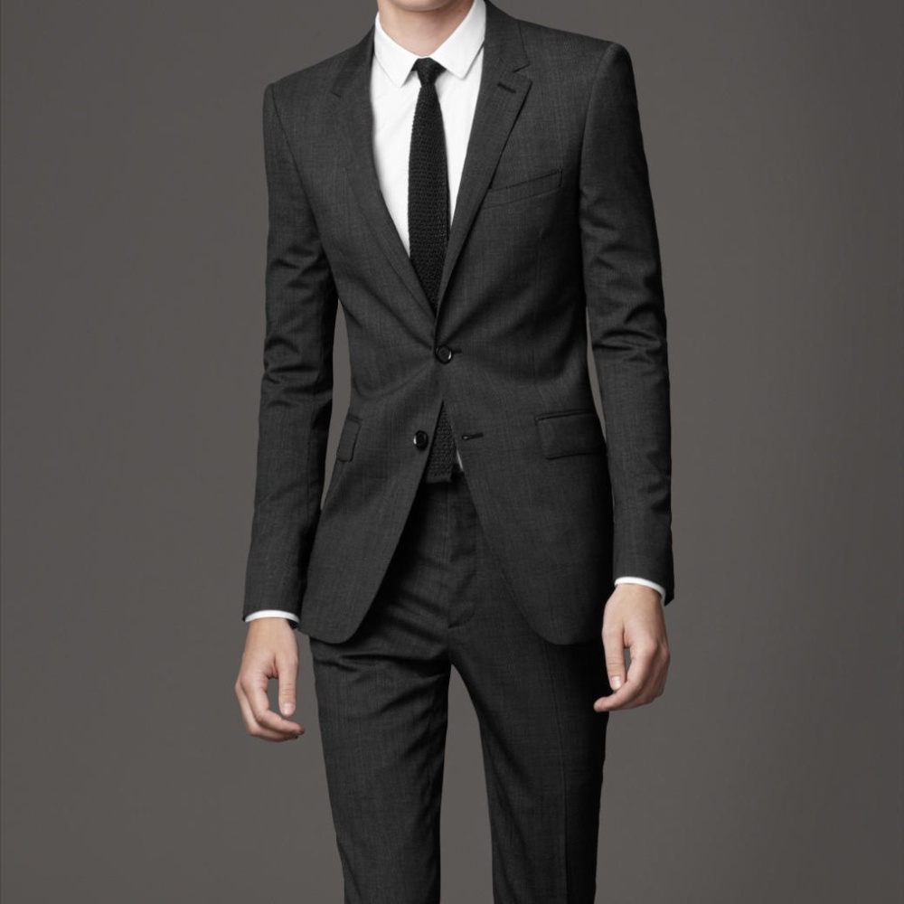 Slim Fit Charcoal Burberry 2 Piece Suit
